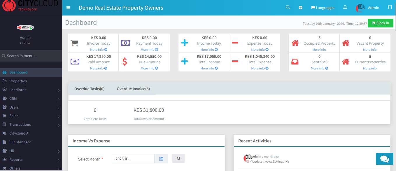Property Dashboard Screenshot