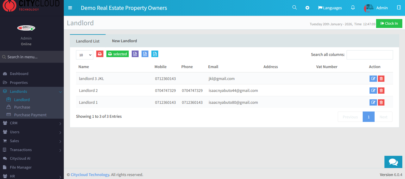 Landlords Module Screenshot